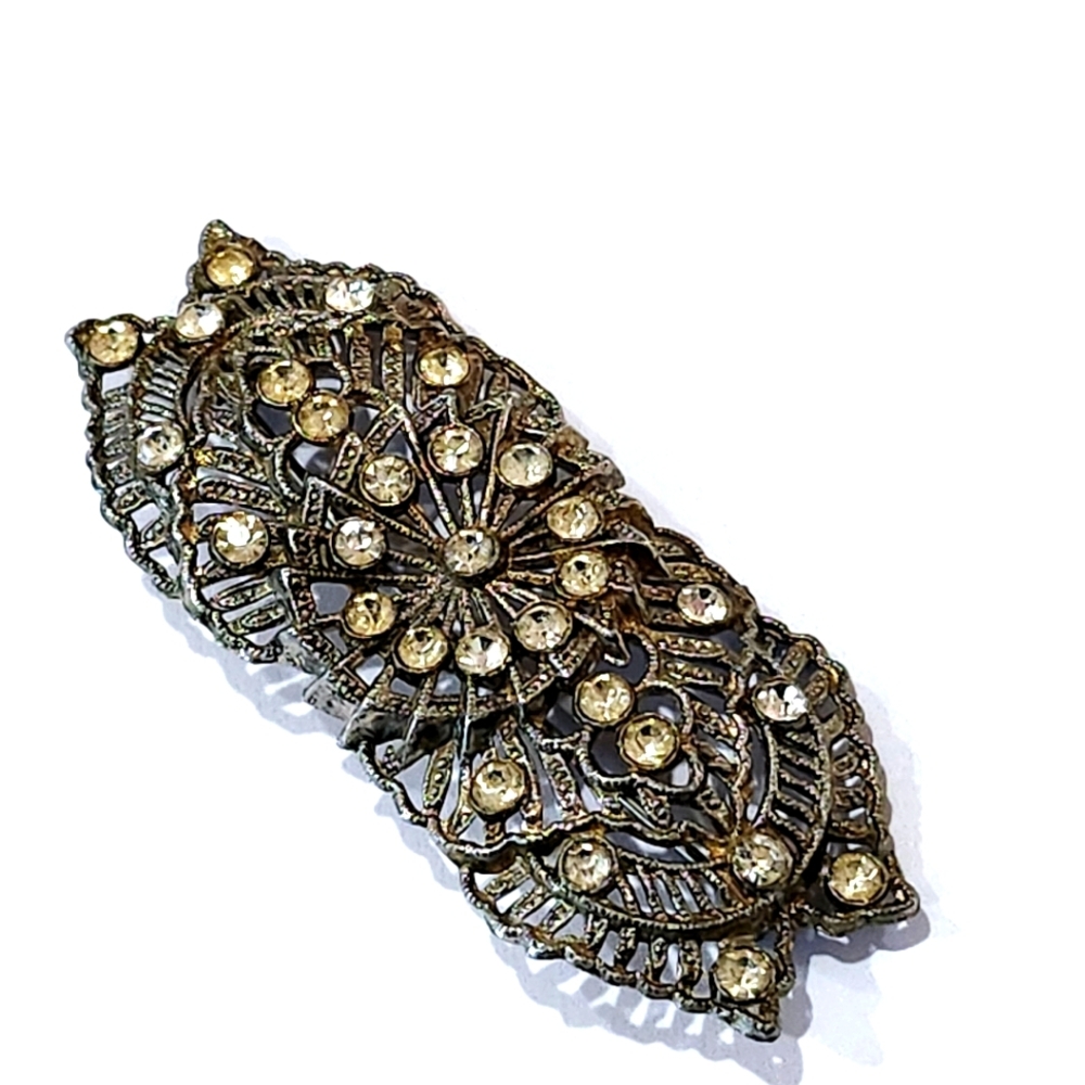 Faded Rhinestone Brooch Large Metal Marked LN 25 Little Nemo 1925.